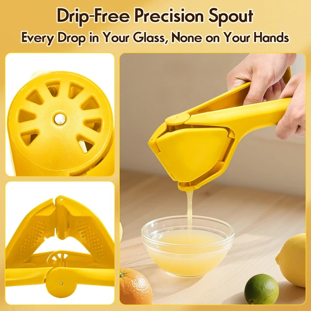 Alt view image 3 of 7 - Manual Lemon Squeezer, Hand Lemon Squeezer, Durability and longevity, Easy to Use & Dishwasher Safe, Lemon Juicer, Citrus Juicer, Lemon Juicer Squeezer to Squeeze Lemons, Yellow, HomeyVenture