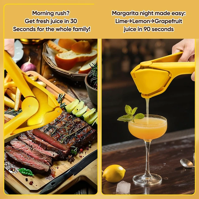 Alt view image 6 of 7 - Manual Lemon Squeezer, Hand Lemon Squeezer, Durability and longevity, Easy to Use & Dishwasher Safe, Lemon Juicer, Citrus Juicer, Lemon Juicer Squeezer to Squeeze Lemons, Yellow, HomeyVenture