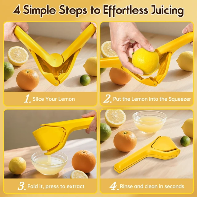 Alt view image 7 of 7 - Manual Lemon Squeezer, Hand Lemon Squeezer, Durability and longevity, Easy to Use & Dishwasher Safe, Lemon Juicer, Citrus Juicer, Lemon Juicer Squeezer to Squeeze Lemons, Yellow, HomeyVenture