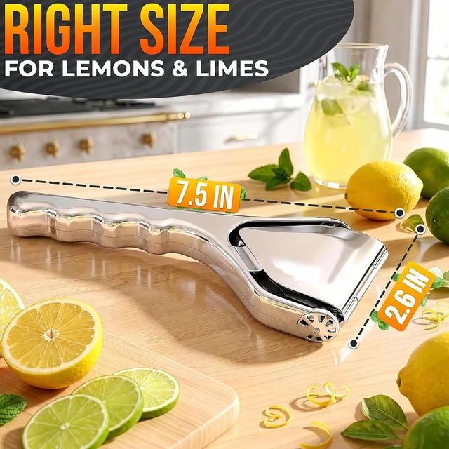 Alt view image 2 of 7 - Fold Flat Lemon Squeezer Stainless Steel, Heavy Duty Citrus Juicer | Stainless Steel Citrus Press for Limes, Cocktails and Marinades; Folds Flat to 7.5" x 2.6", Hand Wash and Towel Dry