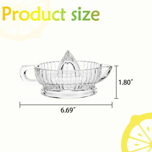 Alt view image 2 of 7 - Glass Lemon Squeezer Citrus Juicer Reamer | for Lime, Lemon, Small Orange, With Handle & Pour Spout, Dishwasher Safe for Fresh Juice, Cocktails & Cooking