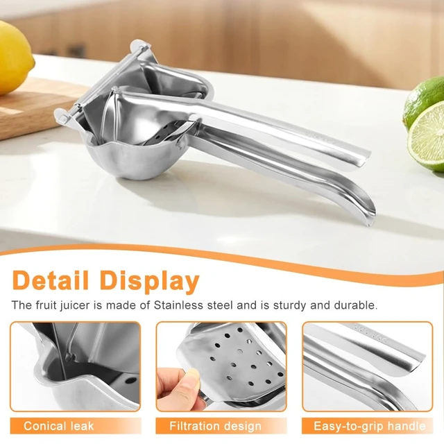 Alt view image 3 of 7 - Heavy Duty Lemon Squeezer, Aluminum Alloy Hand Press Citrus Juicer | Manual Lime Squeezer with V-Shaped Spout for Bartenders & Home Kitchen, Extract Fresh Juice for Cocktails, Easy to Clean