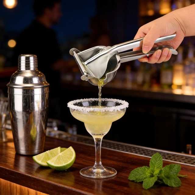 Alt view image 4 of 7 - Heavy Duty Lemon Squeezer, Aluminum Alloy Hand Press Citrus Juicer | Manual Lime Squeezer with V-Shaped Spout for Bartenders & Home Kitchen, Extract Fresh Juice for Cocktails, Easy to Clean