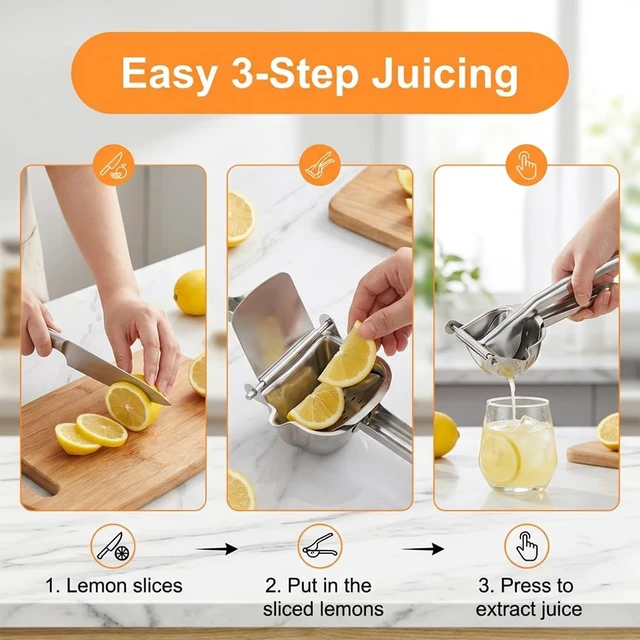 Alt view image 5 of 7 - Heavy Duty Lemon Squeezer, Aluminum Alloy Hand Press Citrus Juicer | Manual Lime Squeezer with V-Shaped Spout for Bartenders & Home Kitchen, Extract Fresh Juice for Cocktails, Easy to Clean