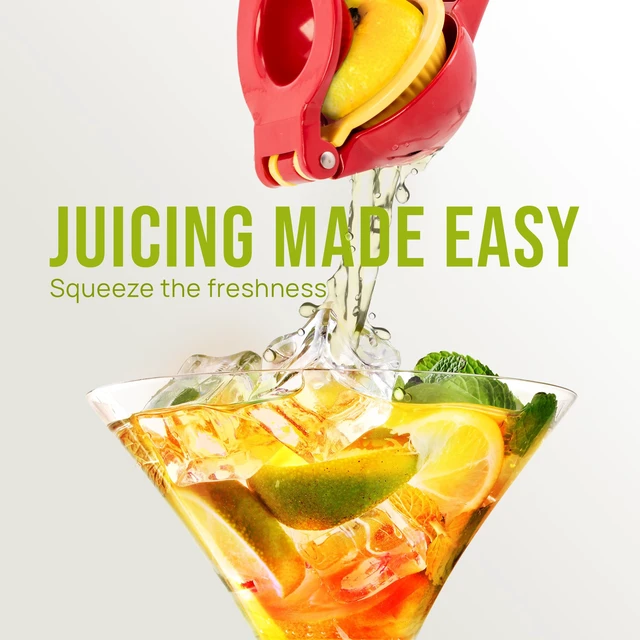 Alt view image 3 of 7 - Metal 2-in-1 Lemon Squeezer - Sturdy Max Extraction Hand Juicer Lemon Squeezer Gets Every Last Drop - Easy to Clean Manual Citrus Juicer - Easy-Use Lemon Juicer Squeezer - Red/Yellow