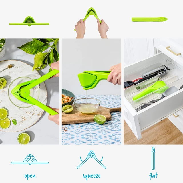 Alt view image 3 of 7 - Fluicer Fold-Flat Citrus Juicer - Lime | Easy, manual fresh lime juice squeezer with pip catcher, suits limes, compact storage, 9"