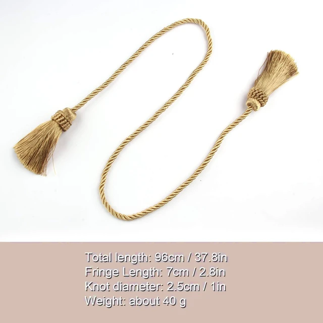 Alt view image 2 of 6 - Curtain Tiebacks Handmade Curtain Holdbacks Rope with Tassel | 2P,Gold,Tassel Curtain Tiebacks,Hand Woven Rope Curtain Drapery Holdbacks for Decor