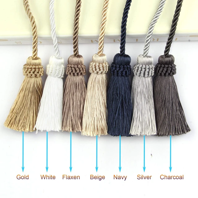 Alt view image 6 of 6 - Curtain Tiebacks Handmade Curtain Holdbacks Rope with Tassel | 2P,Gold,Tassel Curtain Tiebacks,Hand Woven Rope Curtain Drapery Holdbacks for Decor