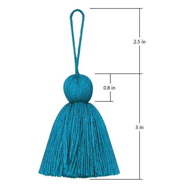 Alt view image 2 of 4 - Big Size 4 PCS Tassels for Crafts, Handmade Hanging Tassels for Pillow Decor, Blanket Decoration Tassels, with Hanging Rope for Tassel Garland (8cm/3.15 inch) (Peacock Green - 4 PCS)