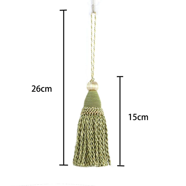 Alt view image 2 of 3 - 2 Pcs 6" Large Key Tassel with 4.3" Loop Hand Crafted Tassels | (Mix Green) Tassels for Crafts,Door Tassel for Knobs,Elegant Tassels for Curtain and Home Decoration