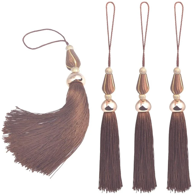 Main image of 4pcs 11.5 Inch Handmade Soft Silky Tassels, Handmade Tassels Bookmarks for DIY Crafts Jewelry Making,Graduation Clothing Sewing, DIY Craft Accessory,Tags (Coffee)