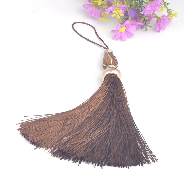 Alt view image 3 of 7 - 4pcs 11.5 Inch Handmade Soft Silky Tassels, Handmade Tassels Bookmarks for DIY Crafts Jewelry Making,Graduation Clothing Sewing, DIY Craft Accessory,Tags (Coffee)