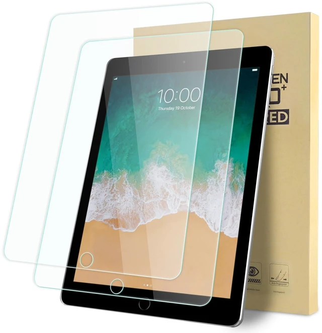 Main image of 2-Pack Screen Protector Compatible with iPad 9.7" 6th/5th Generation - 2018/2017 Model/iPad Air 2/ Air 1/ iPad Pro 9.7, Tempered Glass Clear Film, Anti-Scratch, 9H Hardness, Easy Installation