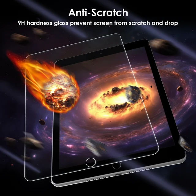 Alt view image 3 of 5 - 2-Pack Screen Protector Compatible with iPad 9.7" 6th/5th Generation - 2018/2017 Model/iPad Air 2/ Air 1/ iPad Pro 9.7, Tempered Glass Clear Film, Anti-Scratch, 9H Hardness, Easy Installation