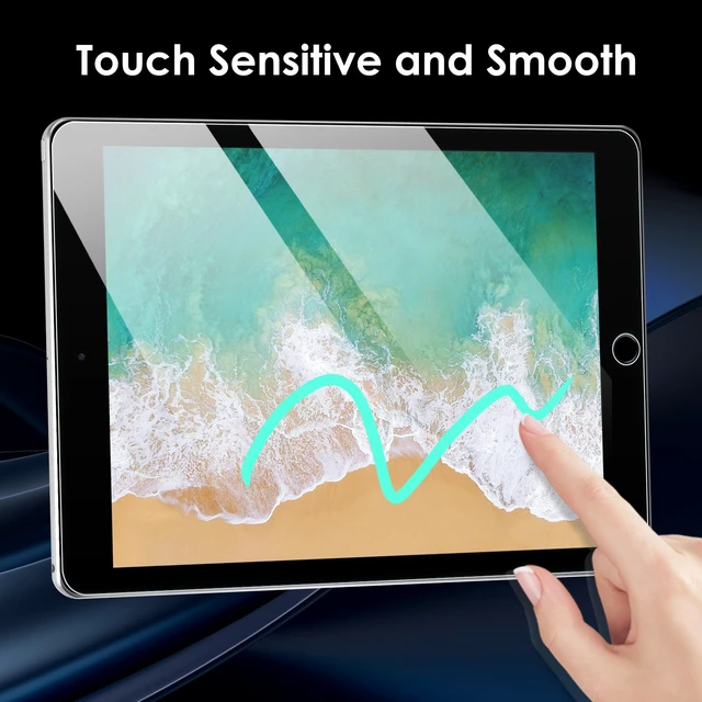 Alt view image 2 of 5 - 2-Pack Screen Protector Compatible with iPad 9.7" 6th/5th Generation - 2018/2017 Model/iPad Air 2/ Air 1/ iPad Pro 9.7, Tempered Glass Clear Film, Anti-Scratch, 9H Hardness, Easy Installation