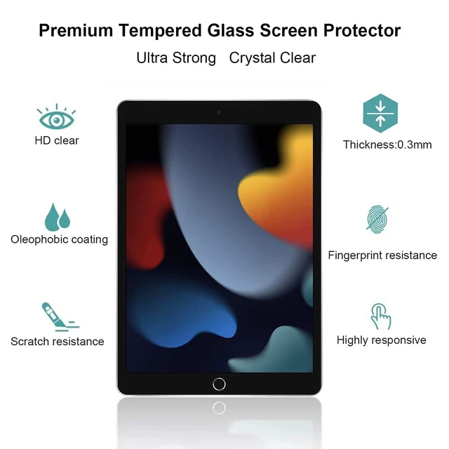 Alt view image 3 of 7 - Screen Protector for iPad Pro 9.7 & iPad 6/5/Air 2-Pack | Tempered Glass Film Guard, Compatible with iPad 6 5 2018 2017, Compatible with iPad Air 2nd 1st 2014 2013
