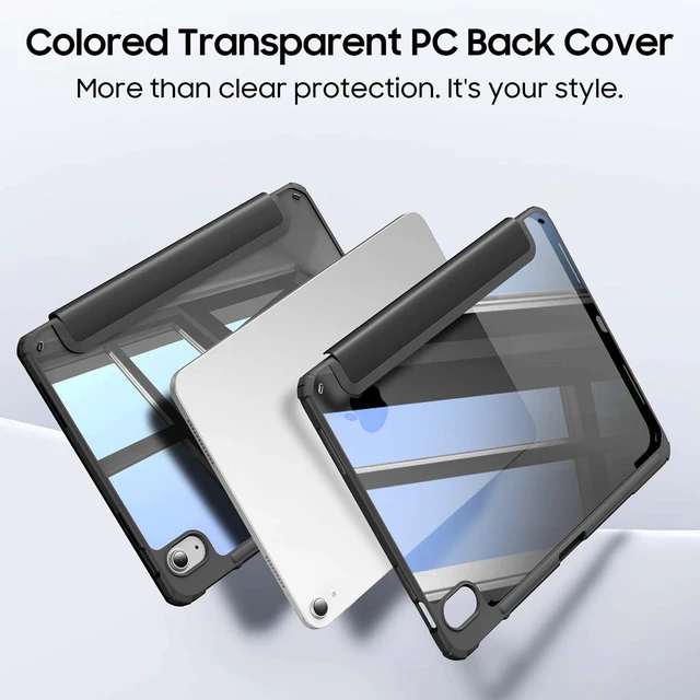 Alt view image 4 of 7 - Clear Case for iPad (A16) 11th Gen 11 in, iPad 10th Generation 10.9" | Hybrid Slim Design, Shockproof Cover with Transparent Back Shell, Viewing & Typing Angles, Pencil Holder, Black