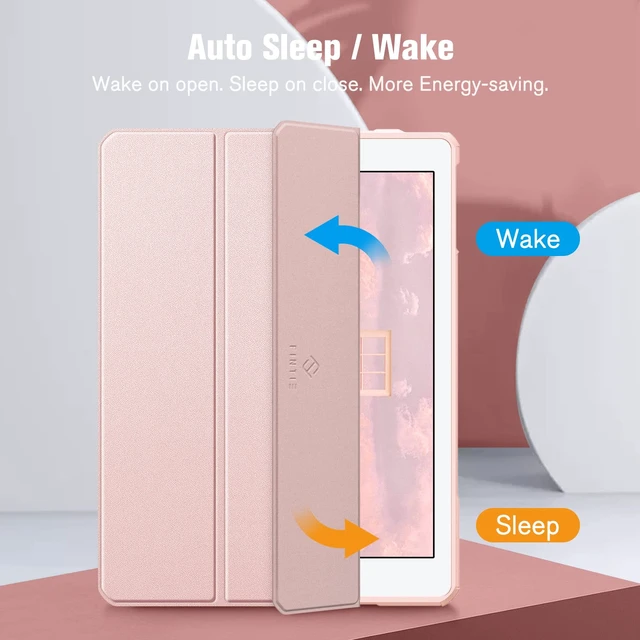 Alt view image 3 of 7 - Clear Case for iPad 6th /5th Generation 9.7-inch, iPad Air 2 / Air 1 | Hybrid Slim Design, Shockproof Cover with Transparent Back Shell, Viewing & Typing Angles, Pencil Holder, Rose Gold