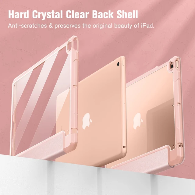 Alt view image 6 of 7 - Clear Case for iPad 6th /5th Generation 9.7-inch, iPad Air 2 / Air 1 | Hybrid Slim Design, Shockproof Cover with Transparent Back Shell, Viewing & Typing Angles, Pencil Holder, Rose Gold
