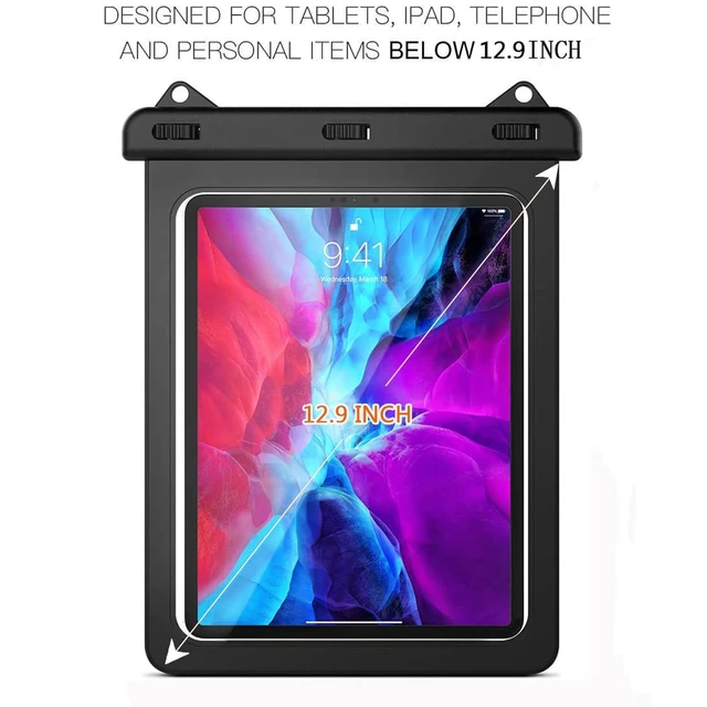 Alt view image 2 of 7 - Universal iPad Waterproof Case, Waterproof Dry Bag Pouch for iPad Pro 12.9" 6/5/4/3 iPad Pro 11" / 10.5", iPad Air 5/4 10.9" 2022/2020, Galaxy Tab S8/S7, Android Tablet Up to 12.9 inch