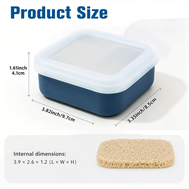 Alt view image 2 of 7 - Leakproof Silicone Travel Soap Case, Compact Travel Bar Soap Container Holder for Traveling, Small Soap Holders Box with Draining Layer for Camping Gym Bathroom Toiletries Travels Essentials, Blue