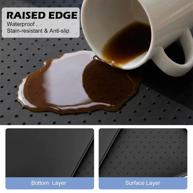 Alt view image 3 of 7 - Coffee Mat Non-Slip Waterproof Silicone Bar Mat for Espresso Machine and Coffee Maker Leak-Proof Dish Drying Mats for Kitchen Counter, 11"X15", Black