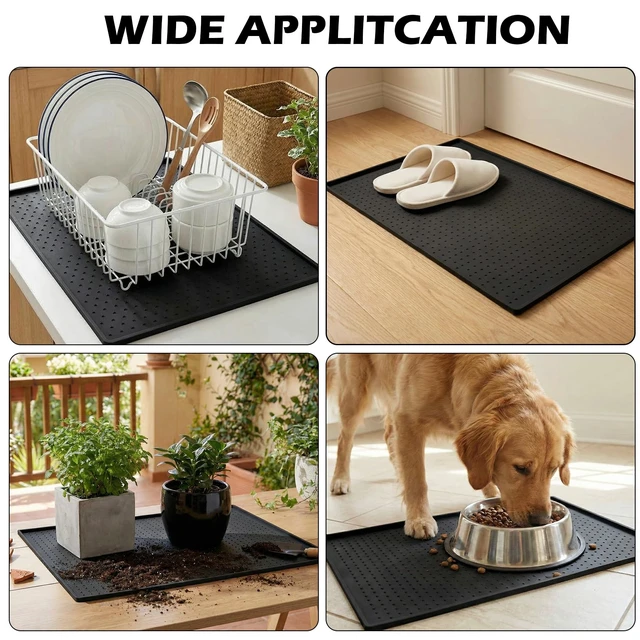Alt view image 7 of 7 - Coffee Mat Non-Slip Waterproof Silicone Bar Mat for Espresso Machine and Coffee Maker Leak-Proof Dish Drying Mats for Kitchen Counter, 11"X15", Black