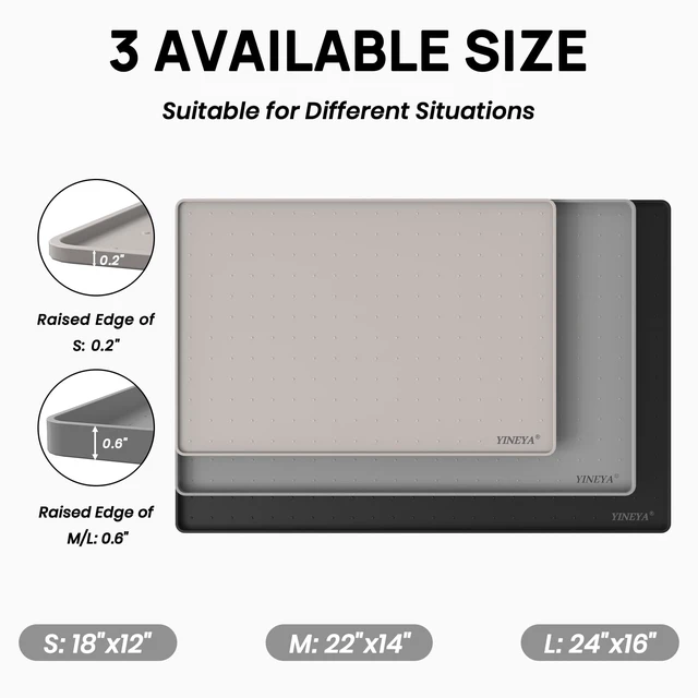 Alt view image 2 of 7 - 24" x 16" Silicone Under Sink Mat Waterproof,0.6" Raised Edge(Black) | Non-Slip Shelf and Cabinet Liner, BPA-Free Multi-purpose Silicone Mat for Floors, Kitchen, Bathroom Protection and Organizer
