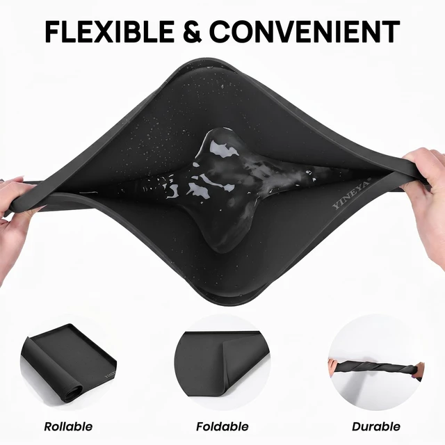 Alt view image 5 of 7 - 24" x 16" Silicone Under Sink Mat Waterproof,0.6" Raised Edge(Black) | Non-Slip Shelf and Cabinet Liner, BPA-Free Multi-purpose Silicone Mat for Floors, Kitchen, Bathroom Protection and Organizer
