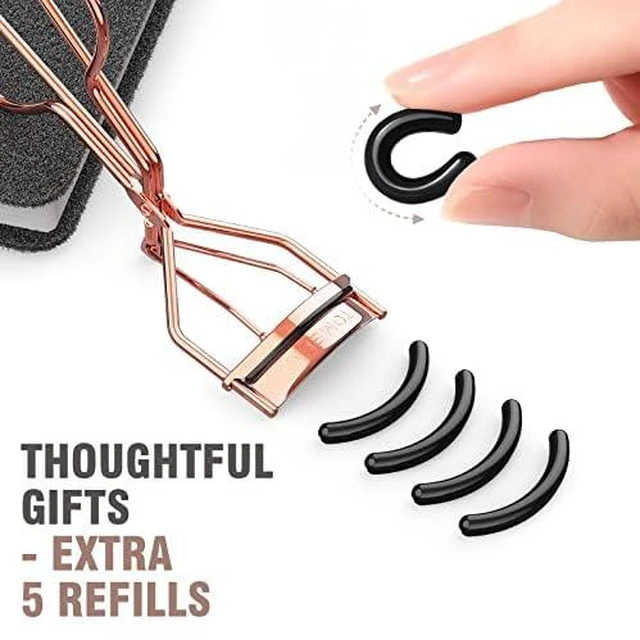 Alt view image 5 of 7 - Eyelash Curler with Comb, Professional Volumizing Lash Lift Curler Kit | with Refill Pads for Home & Travel Uses, Rose Gold