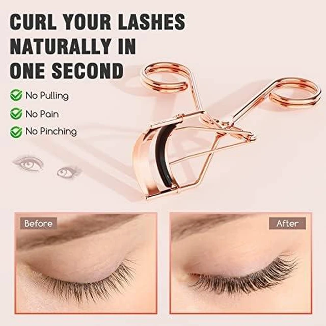 Alt view image 4 of 7 - Eyelash Curler with Comb, Professional Volumizing Lash Lift Curler Kit | with Refill Pads for Home & Travel Uses, Rose Gold