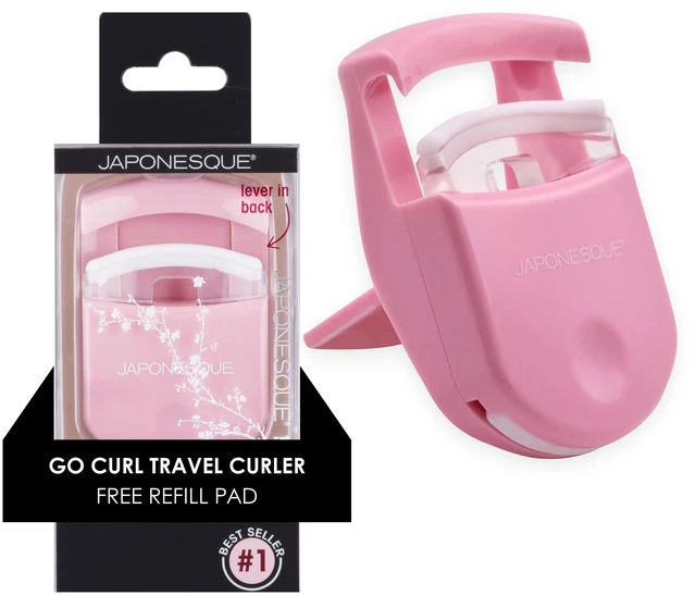Main image of Travel Eyelash Curler, Pink - Plastic Eyelash Curlers for Travel Makeup, Go Curl Lash Curler with Bonus Replacement Lash Pad - 1 Pack