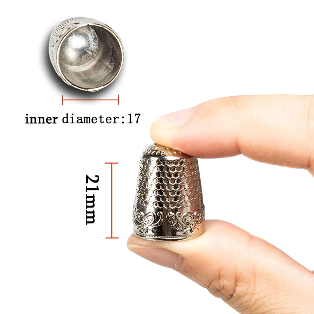 Alt view image 2 of 5 - 4Pcs Sewing Thimbles, Metal Thimbles for Hand Sewing Finger Protector, Quilting Craft Accessories for Knitting Needlework DIY Tools, Silver