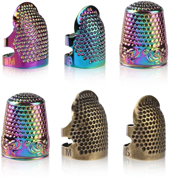 Main image of Thimbles for Hand Sewing, 6 PCS Sewing Thimble, Metal Thimble | Thimbles for Hand Embroidery, Thimbles for Hand Quilting, Leather Thimble for Sewing, Embroidery