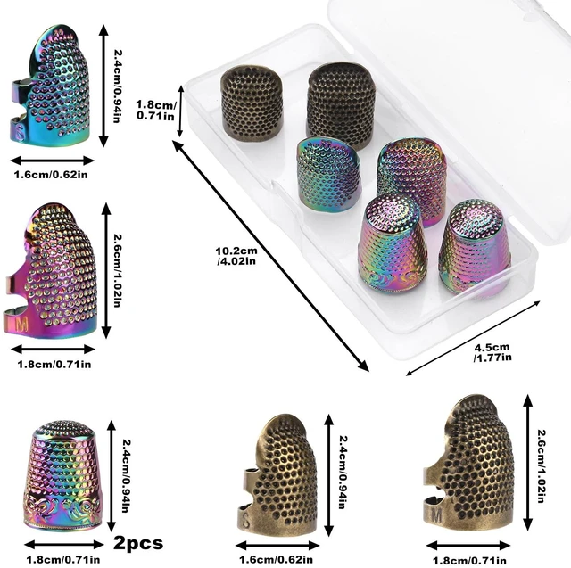 Alt view image 2 of 7 - Thimbles for Hand Sewing, 6 PCS Sewing Thimble, Metal Thimble | Thimbles for Hand Embroidery, Thimbles for Hand Quilting, Leather Thimble for Sewing, Embroidery