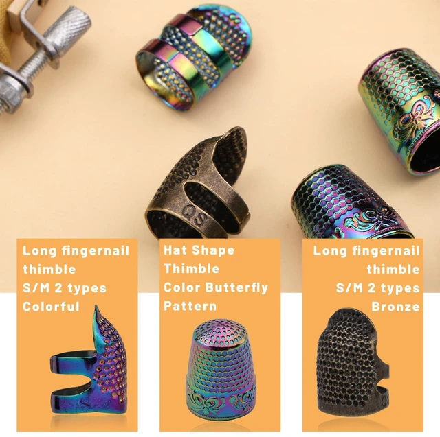 Alt view image 3 of 7 - Thimbles for Hand Sewing, 6 PCS Sewing Thimble, Metal Thimble | Thimbles for Hand Embroidery, Thimbles for Hand Quilting, Leather Thimble for Sewing, Embroidery