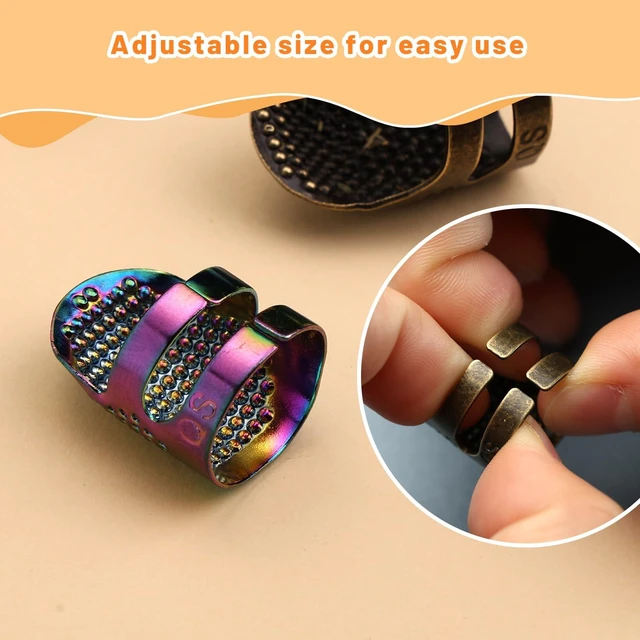 Alt view image 4 of 7 - Thimbles for Hand Sewing, 6 PCS Sewing Thimble, Metal Thimble | Thimbles for Hand Embroidery, Thimbles for Hand Quilting, Leather Thimble for Sewing, Embroidery