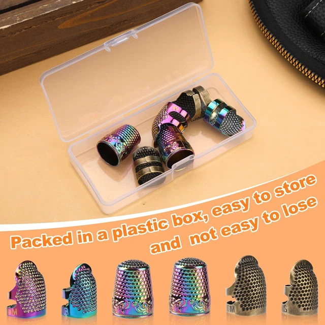 Alt view image 6 of 7 - Thimbles for Hand Sewing, 6 PCS Sewing Thimble, Metal Thimble | Thimbles for Hand Embroidery, Thimbles for Hand Quilting, Leather Thimble for Sewing, Embroidery