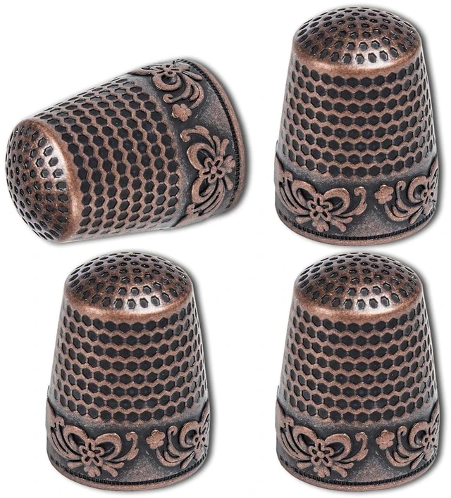 Main image of 4Pcs Sewing Thimbles, Metal Thimbles for Hand Sewing Finger Protector, Quilting Craft Accessories for Knitting Needlework DIY Tools, Brass
