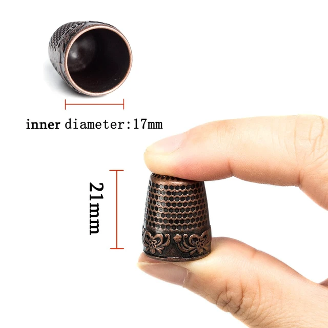 Alt view image 2 of 6 - 4Pcs Sewing Thimbles, Metal Thimbles for Hand Sewing Finger Protector, Quilting Craft Accessories for Knitting Needlework DIY Tools, Brass