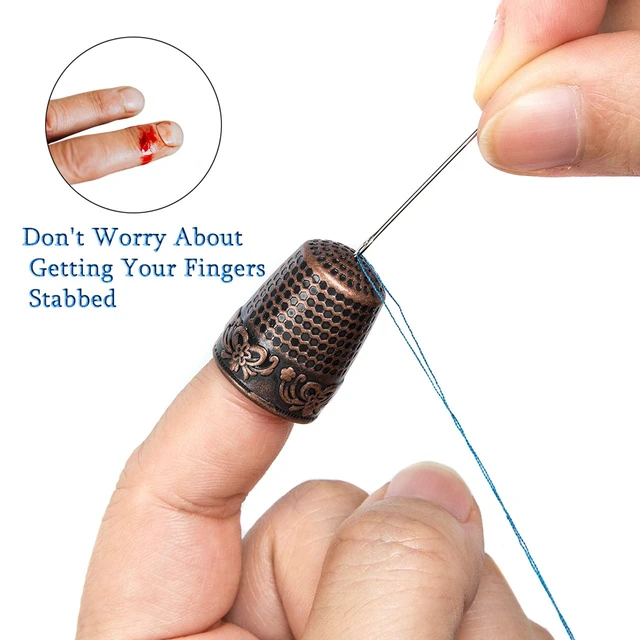 Alt view image 3 of 6 - 4Pcs Sewing Thimbles, Metal Thimbles for Hand Sewing Finger Protector, Quilting Craft Accessories for Knitting Needlework DIY Tools, Brass