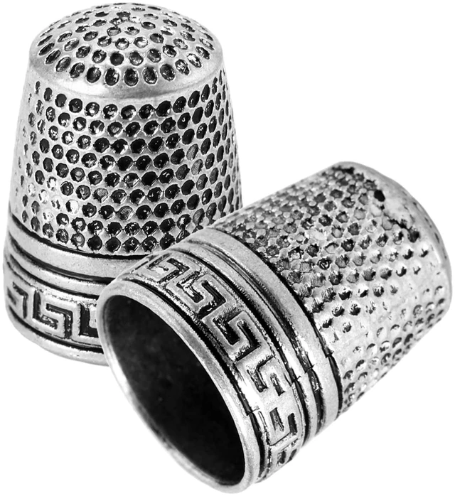 Main image of Metal Sewing Thimble, 2PCS Antique Fingertip Thimbles | Finger Shield Ring Quilting Accessories for Handle Needlework DIY Craft Protector Tool