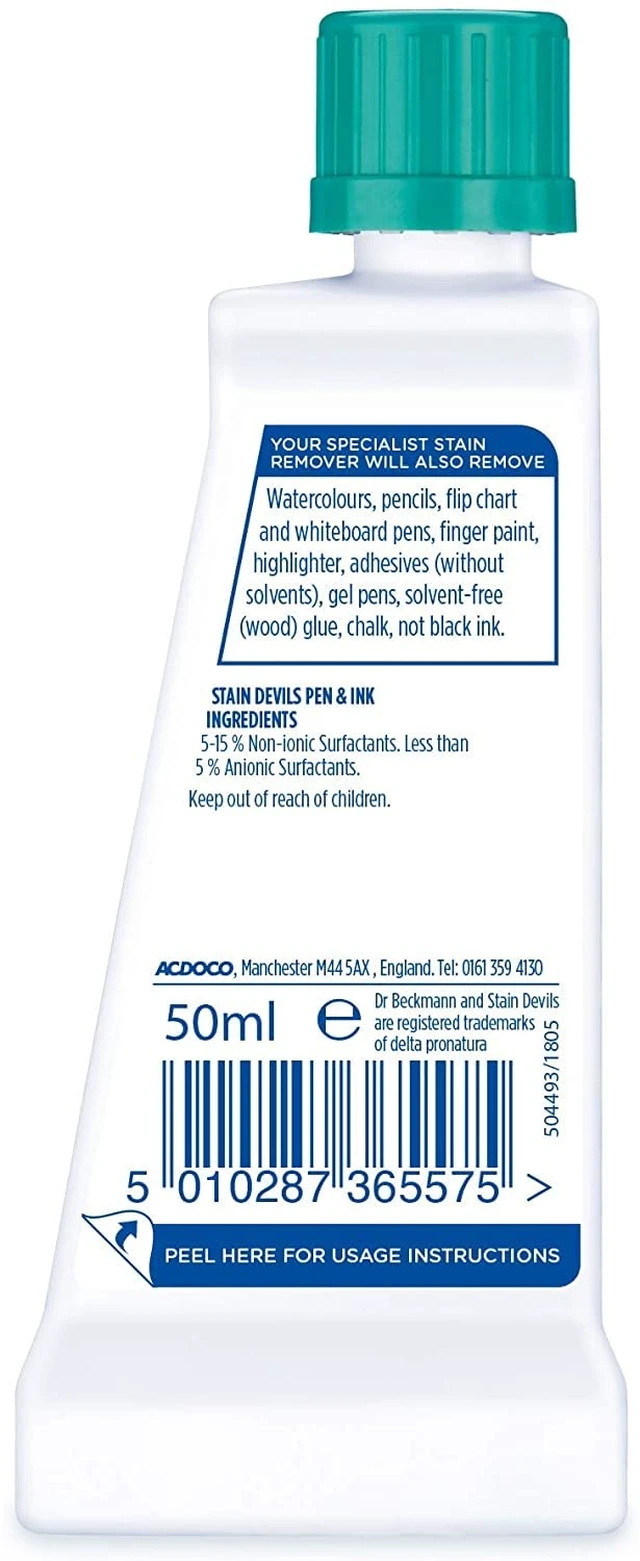 Alt view image 3 of 6 - Stain Devils 50Ml Ball Pen & Ink (MPDB001) | Gentle on colours and fabrics. Targets stains from ballpoint pens, Felt Tip and Crayons, with Colour Particle Remover