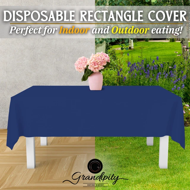 Alt view image 5 of 7 - Plastic Table Cloth Disposable 12 Pack 54 x 108 Rectangle | Navy Plastic table covers, durable disposable tablecloths, fade and tear-resistent table cover for party, event