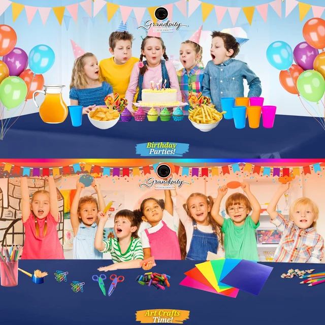 Alt view image 4 of 7 - Plastic Table Cloth Disposable 12 Pack 54 x 108 Rectangle | Navy Plastic table covers, durable disposable tablecloths, fade and tear-resistent table cover for party, event