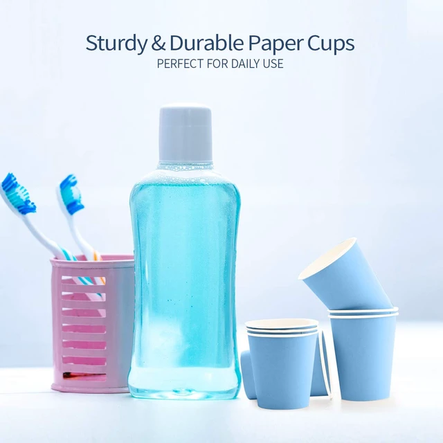 Alt view image 3 of 7 - 600 Pack 3 oz Disposable Paper Cups,Hot/Cold Beverage Drinking Cup,Small Blue Paper Cups for Bathroom and Mouthwash