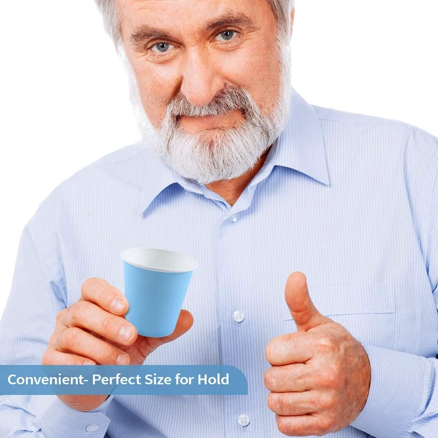 Alt view image 2 of 7 - 600 Pack 3 oz Disposable Paper Cups,Hot/Cold Beverage Drinking Cup,Small Blue Paper Cups for Bathroom and Mouthwash