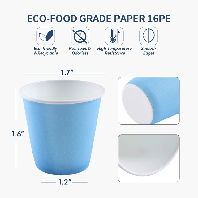 Alt view image 5 of 7 - 600 Pack 3 oz Disposable Paper Cups,Hot/Cold Beverage Drinking Cup,Small Blue Paper Cups for Bathroom and Mouthwash