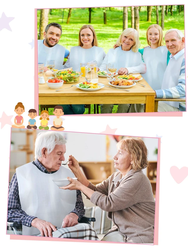 Alt view image 5 of 7 - 200 Packs Plastic Disposable Bibs for Adults 14 x 24 Inch, White | Eating Plastic Bibs Bulk for Women Men Elderly Dining Clothing Protector Waterproof Disposable Design