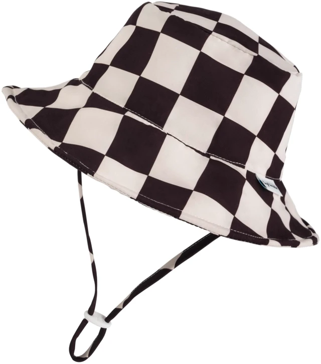 Main image of Baby & Toddler Sun Hat | Adjustable Brim UPF 50+ Bucket Hat for Infants & Kids | Lightweight Quick-Dry Sun Hat for Outdoor, Beach & Swim (Black Checkers, 9-18M)